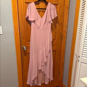 Ever Pretty Pink Asymmetrical Ruffled Sundress